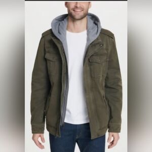 Levi's V3709 Men's Green Sherpa Lined Two Pocket Hooded Trucker Jacket Size XXL